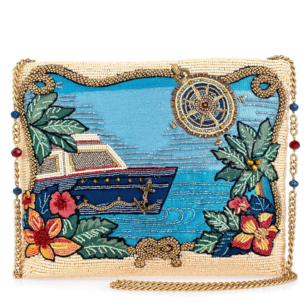 Open Waters Beaded Nautical Crossbody Clutch Handbag