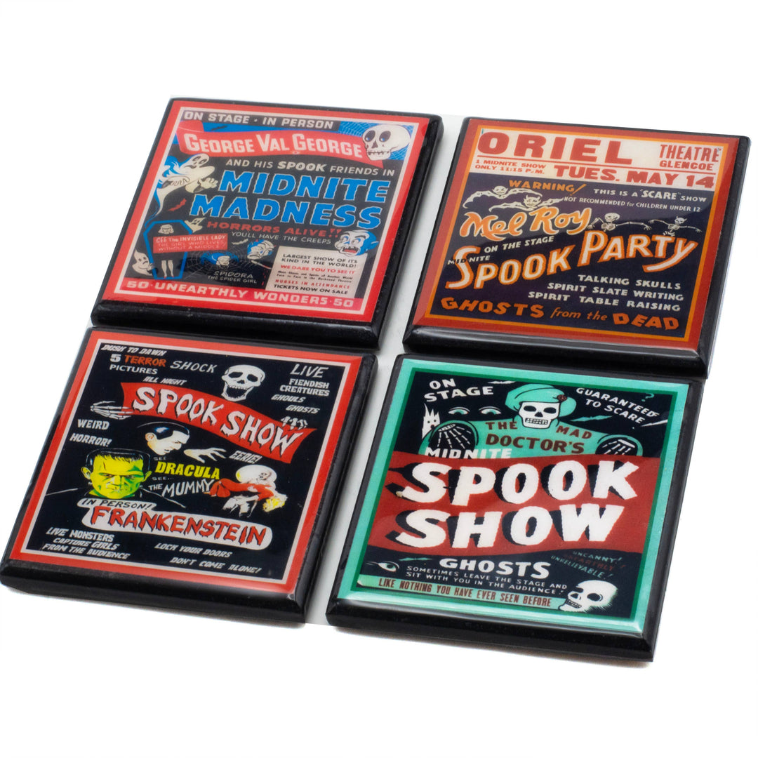 Vintage Halloween Spook Party Poster Coaster Set