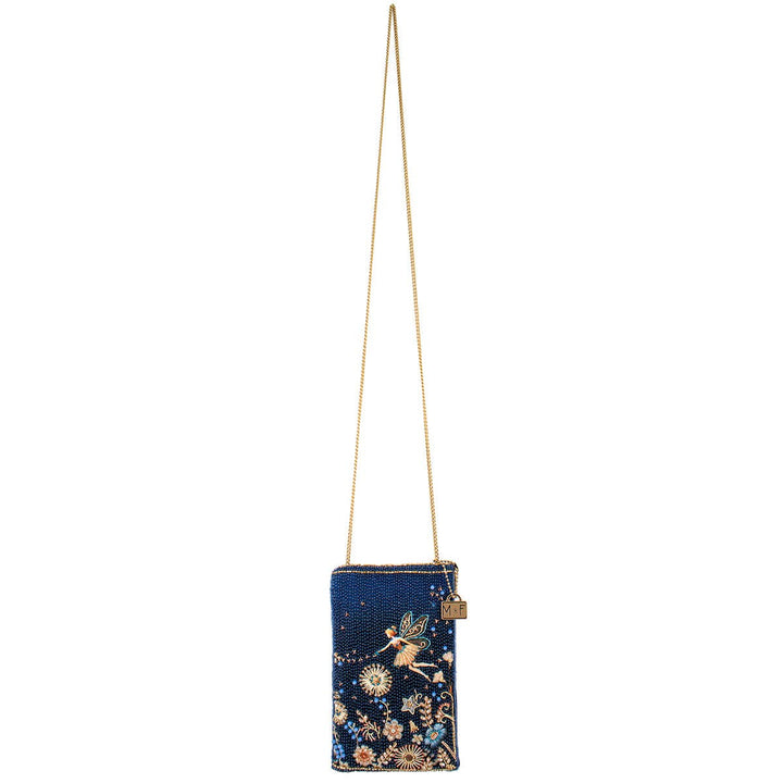 Fairy Dust and Floral Blue Beaded Crossbody Phone Bag