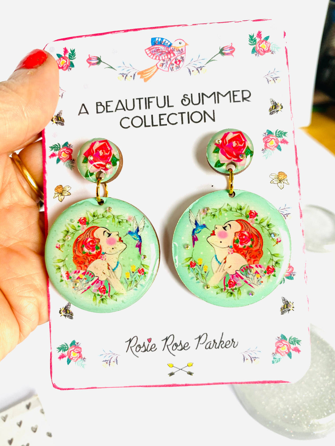 Lady and the Hummingbird Earrings by Rosie Rose Parker