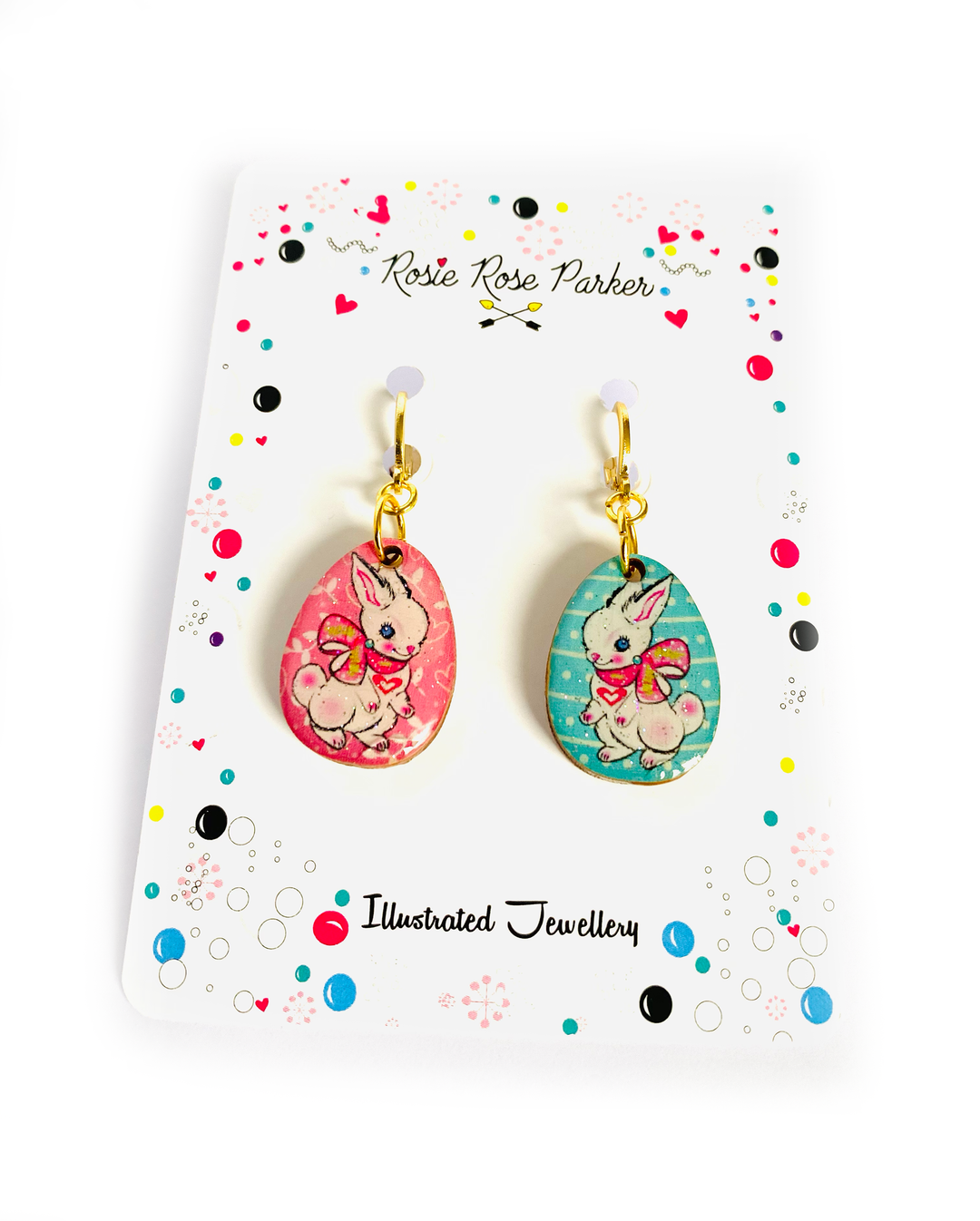 Layla Bunny Easter Egg Earrings by Rosie Rose Parker