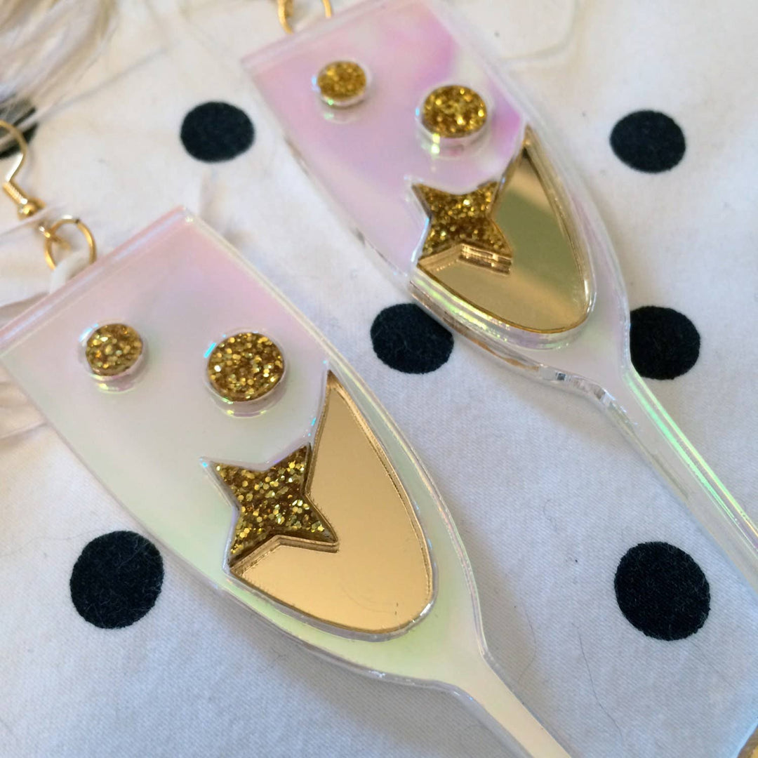 Champagne Flute Statement Earrings