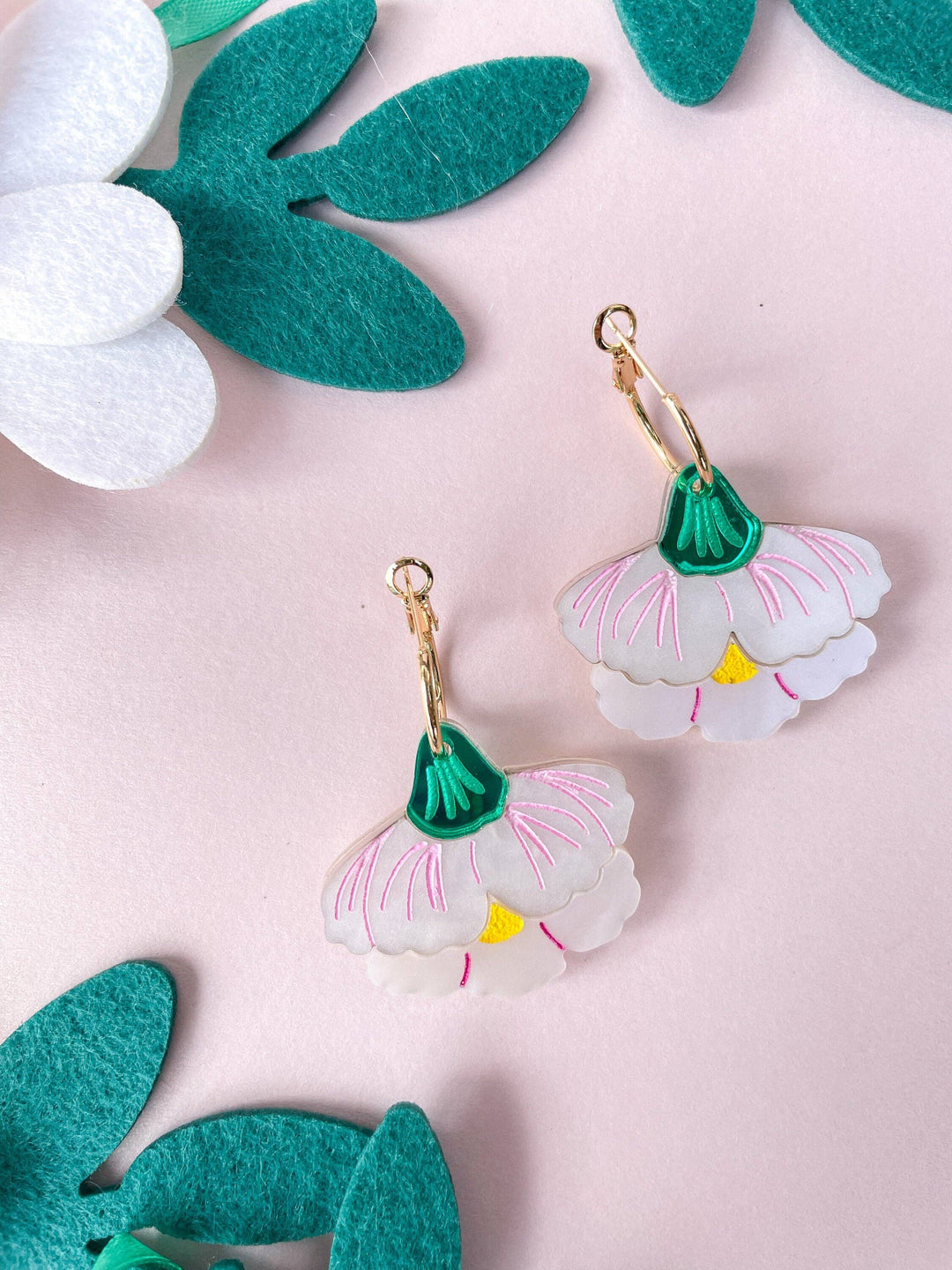 Carnation Handmade Acrylic Dangle Earrings