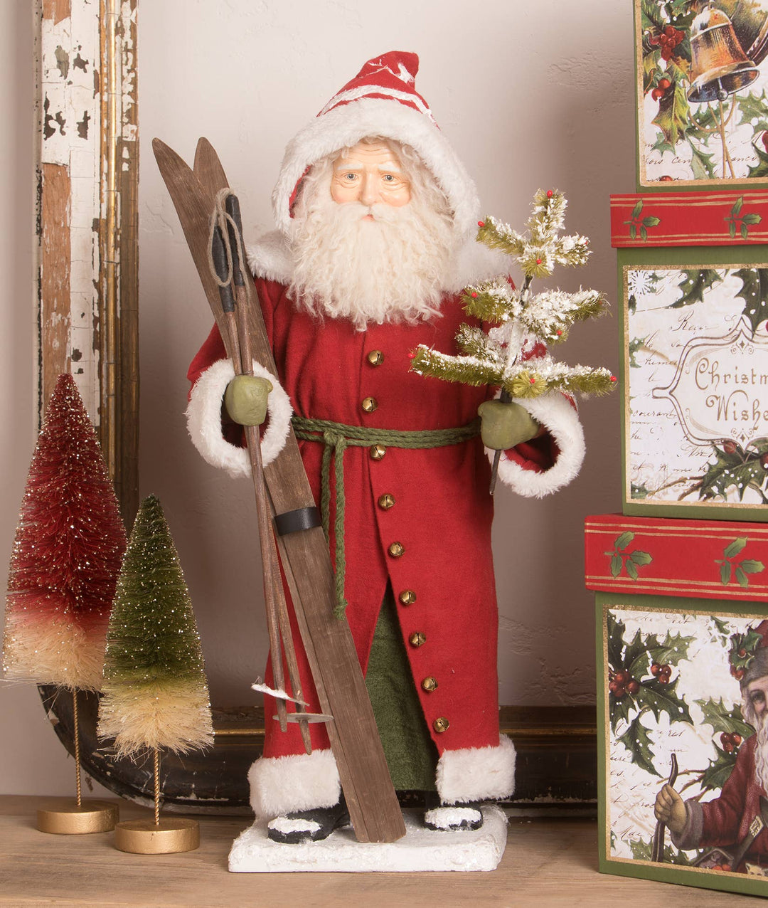 Vintage Santa with Skis