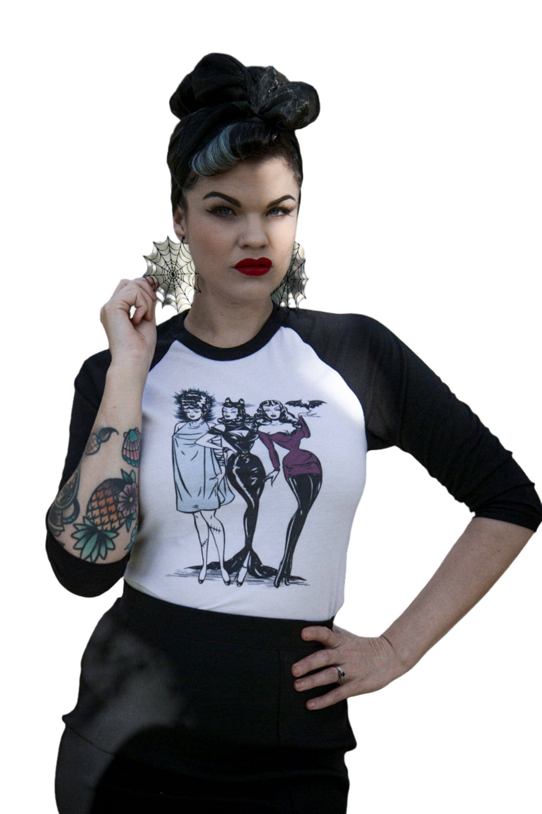 The Ladies Who Lunch Unisex Raglan Tee in white/Black: Unisex