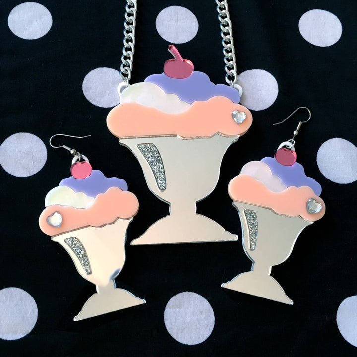 Pastel Ice Cream Sundae Statement Acrylic Necklace