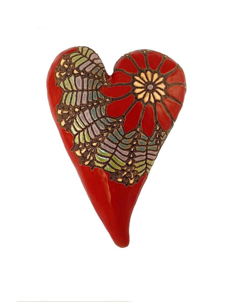 Daisy Heart in Red by Laurie Pollpeter Eskenazi - Quirks!