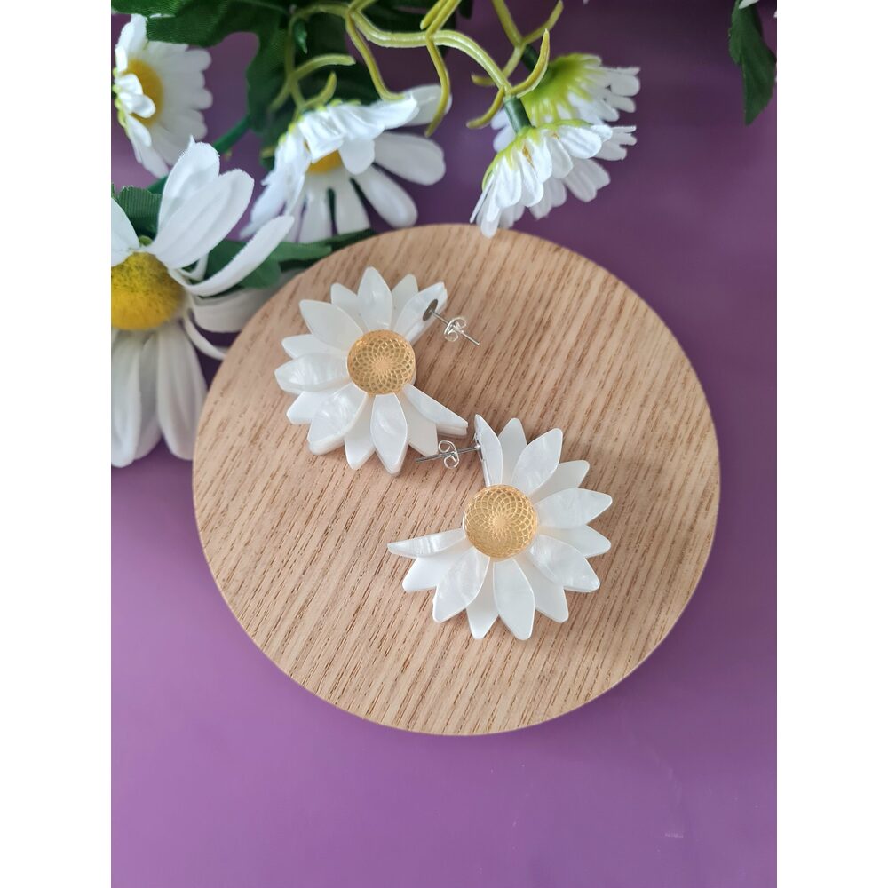 Daisy Hoop Earrings by Cherryloco Jewellery
