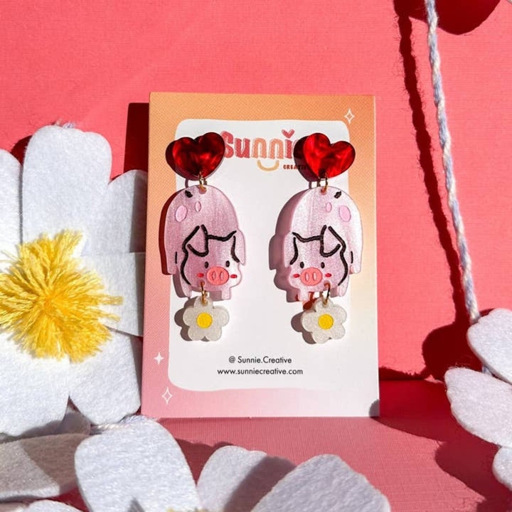 Daisy Pig Earrings 2