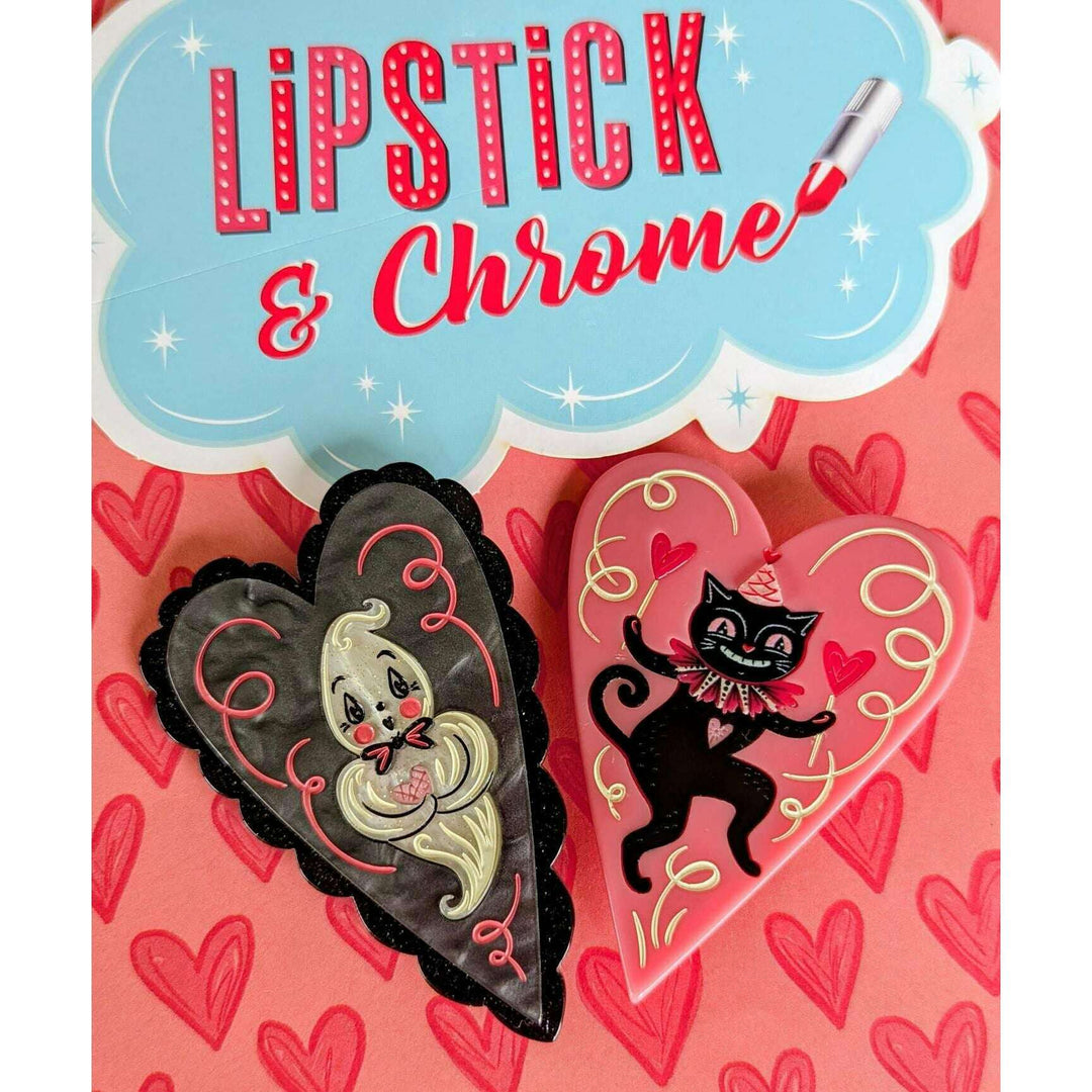 Haunted Heart Brooch by Johanna Parker x Lipstick & Chrome — Folk Art Valloween Ghost Pin