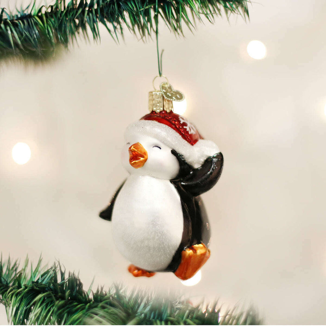 Old World Christmas Dancing Penguin Blown Glass Ornament