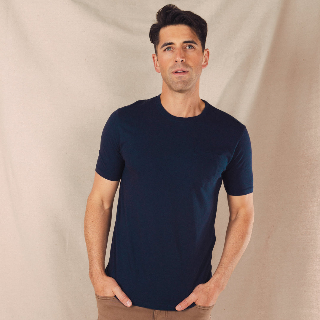 The Blues Singer | Deep Navy Everyman™ Pocket T Shirt