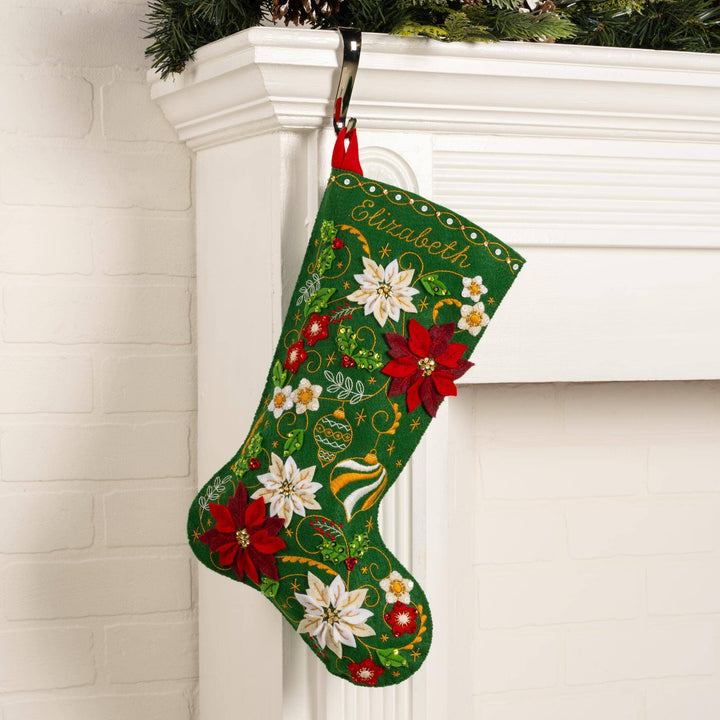 Bucilla Poinsettia Elegance Felt Stocking