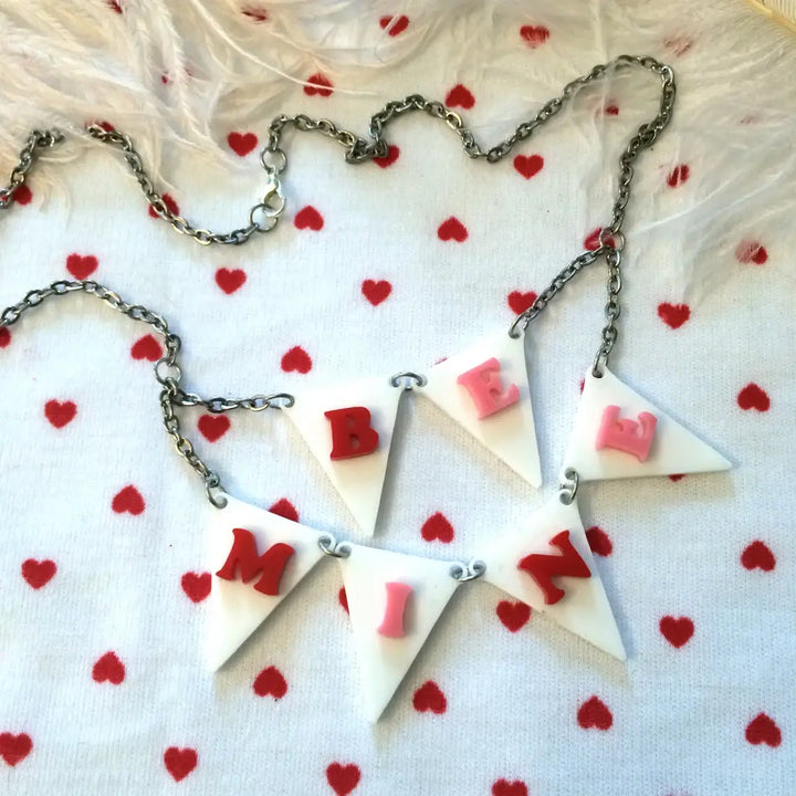 BE MINE Acrylic Laser Cut Bunting Necklace