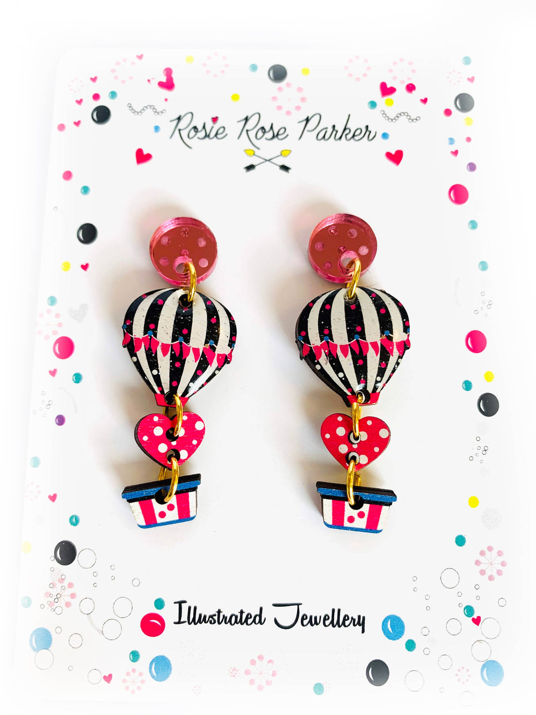 Heart Air Balloon Earrings by Rosie Rose Parker