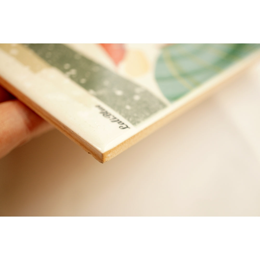 Decorative Tile Girl with Snow Globe by Laliblue 3