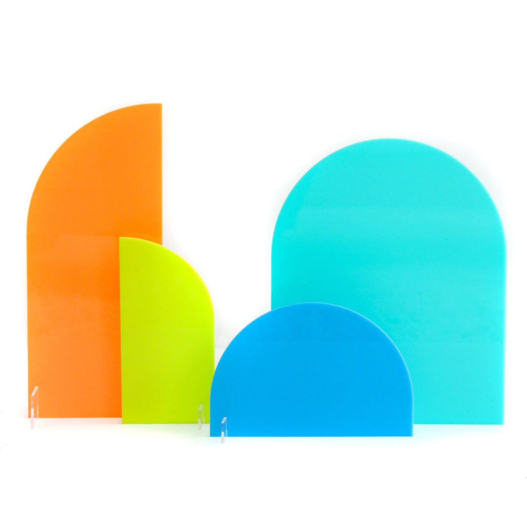 Turquoise, Orange, and Lime Acrylic Party Decor Stands