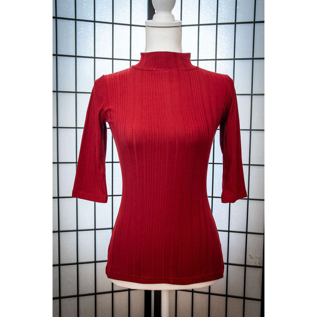 Denise Top 3/4 Sleeve - Brick Rib Knit