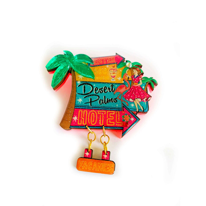 Desert Palms Palm Springs Hotel Brooch by Rosie Rose Parker