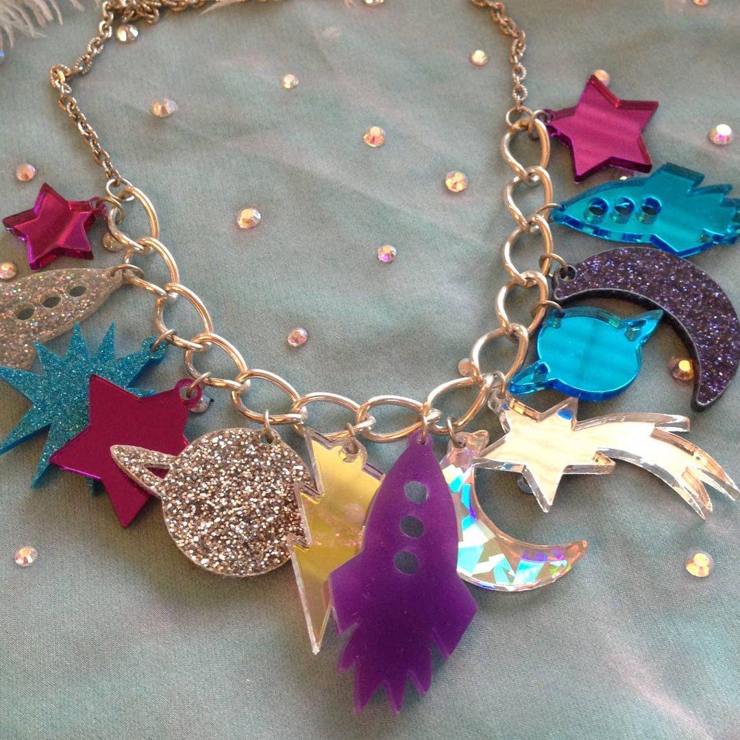 Galaxy Charm Acrylic Statement Necklace