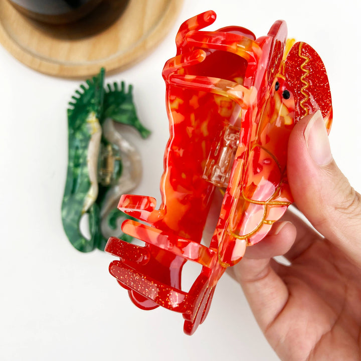 Acetate Ocean Series Animal Hair Clips Lobster Seahorse