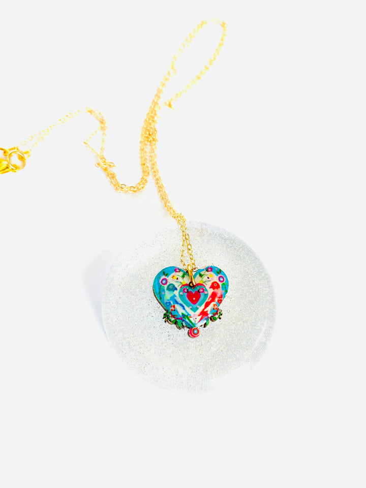 Lovebird Necklace on Gold Chain by Rosie Rose Parker