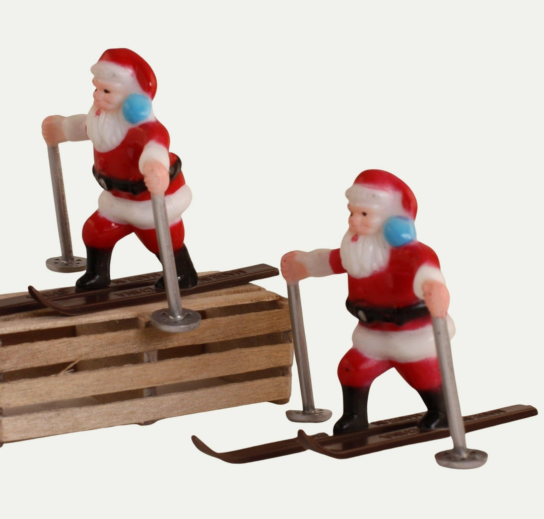 Santa Skiers - 1960 Vintage - Two Figures