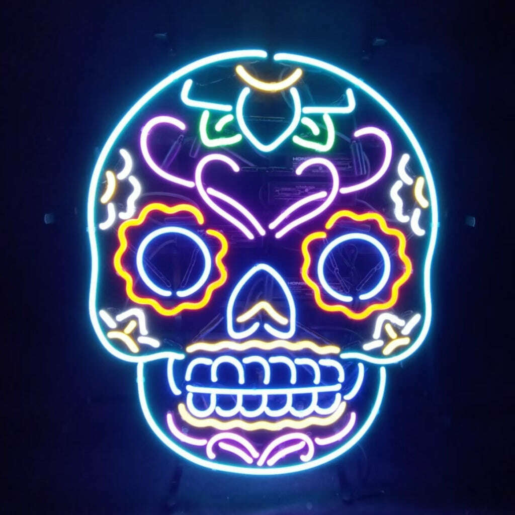 Dia De Los Muertos Hanuted Skull Death Mask Neon Signs