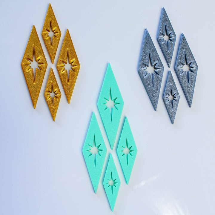 Midcentury Modern Diamond Starbursts Fridge Magnets