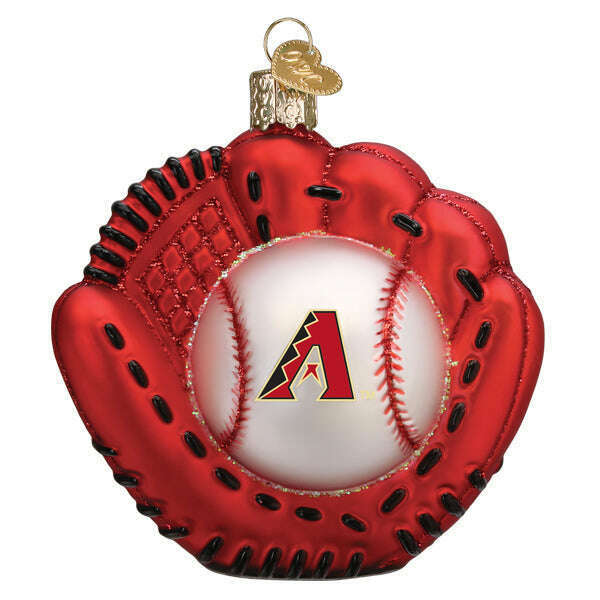 Old World Christmas Diamondbacks Baseball Mitt Blown Glass Ornament