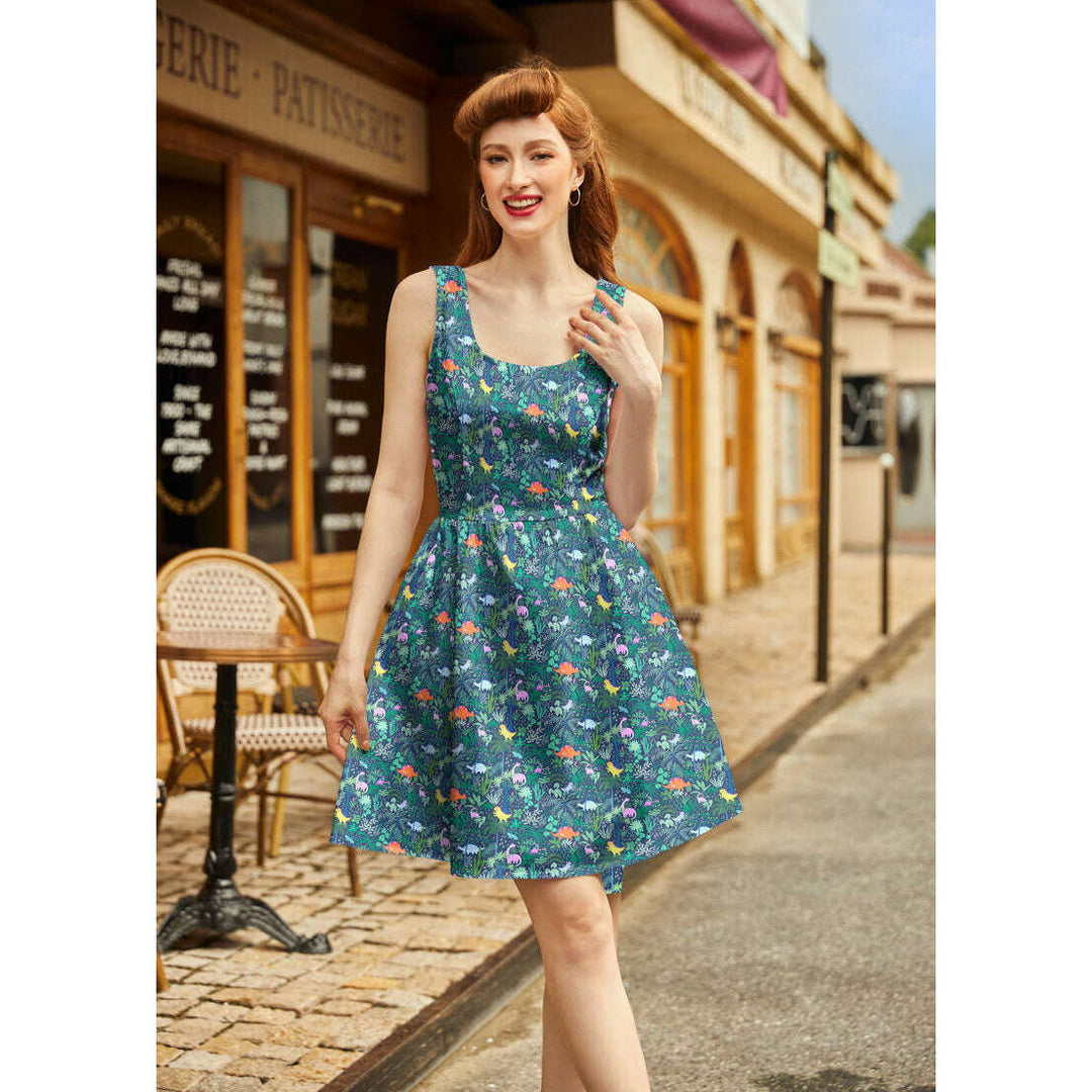 Dino Shorter Length Fit & Flare Dress