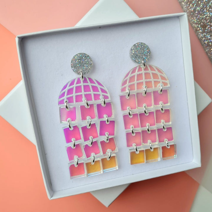 Disco Ball Statement Dangle Earrings &ndash; Two Colours by Cherryloco Jewellery
