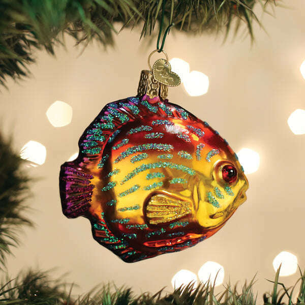 Old World Christmas Discus Fish Blown Glass Ornament