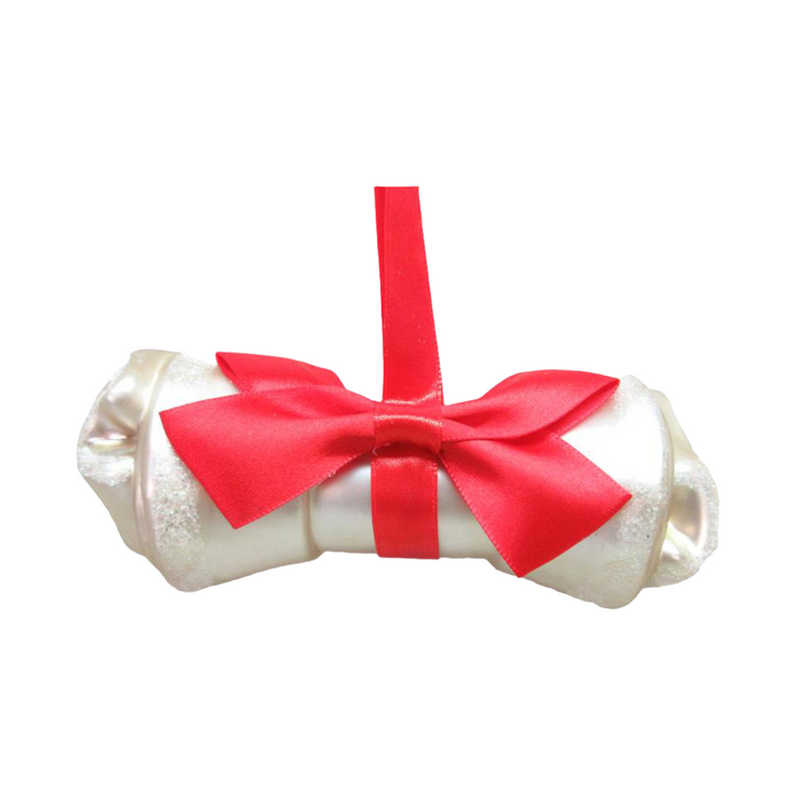 Dog Bone w/Red Bow Ornament by December Diamonds