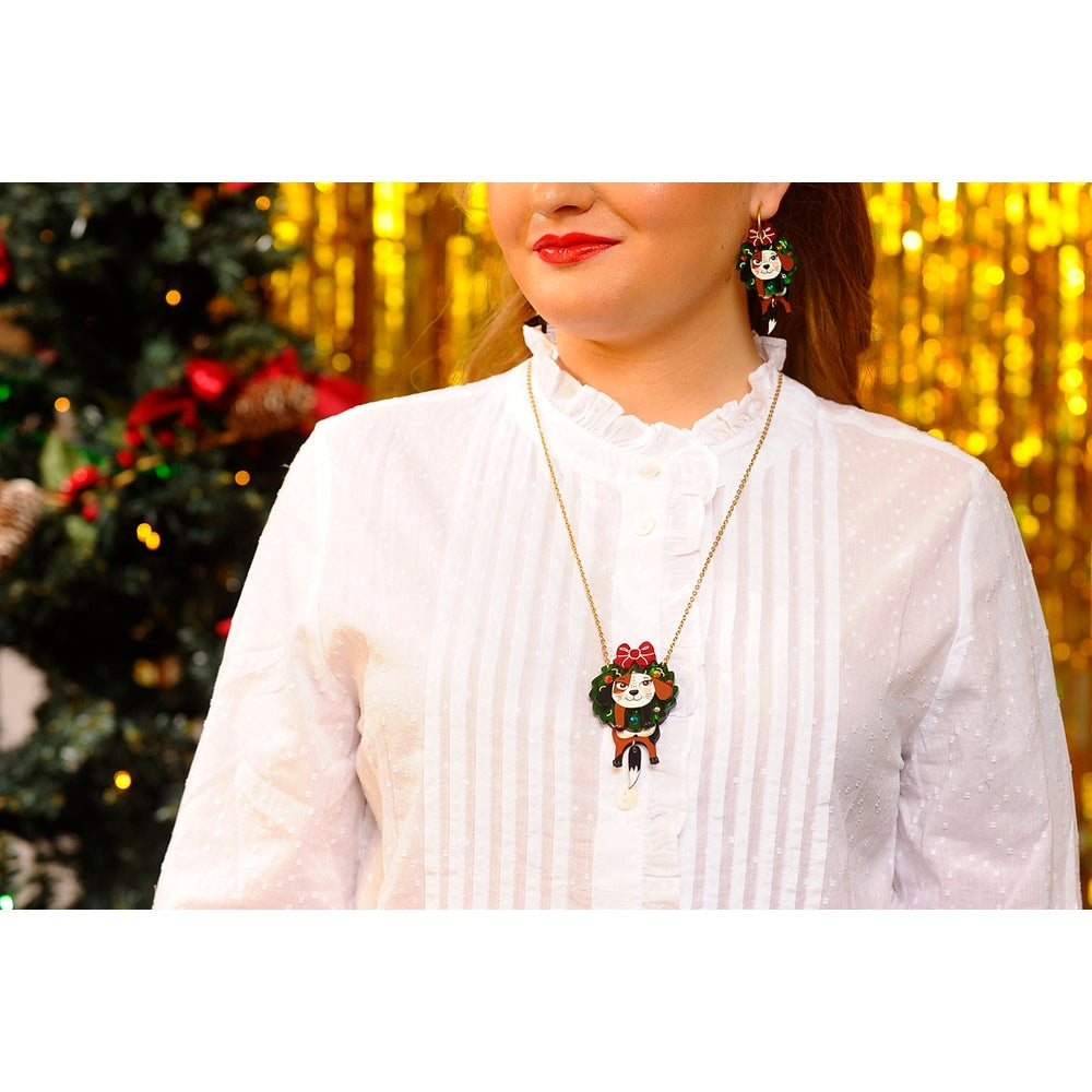 Dog in A Christmas Wreath Necklace by Laliblue 2