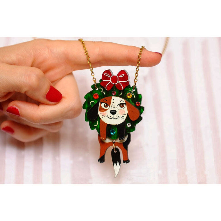 Dog in A Christmas Wreath Necklace by Laliblue – view 2