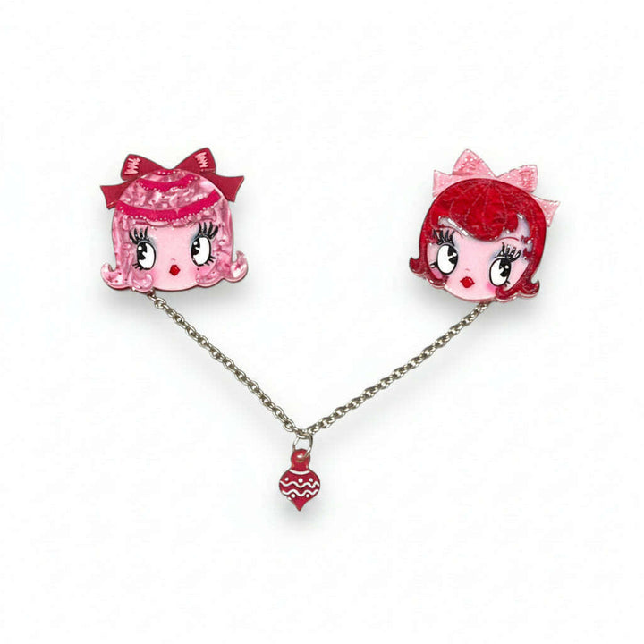 kewpie pink doll brooch set miss fluff lipstick and chrome