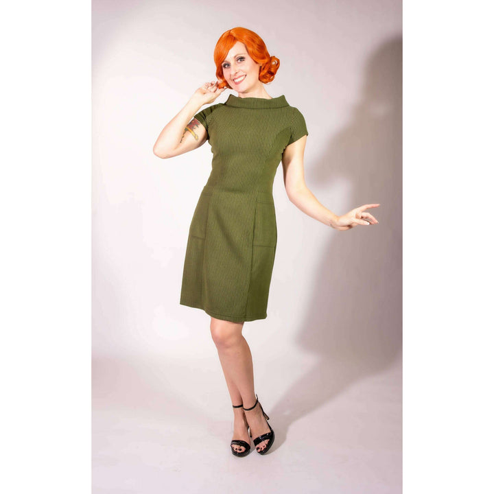 Dominique Dress - Olive, Brushed Rib Knit