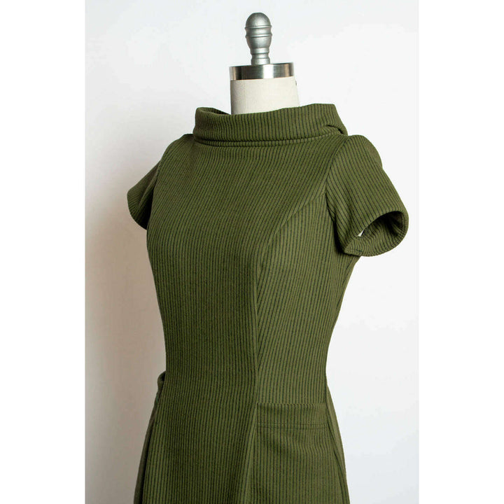 Dominique Dress - Olive, Brushed Rib Knit