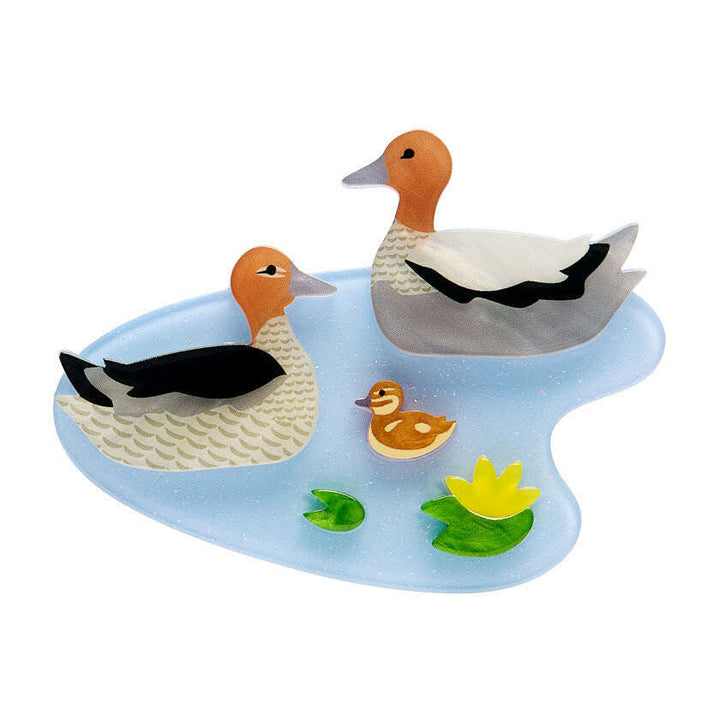 Duck and Drakes Brooch by Erstwilder erstwilder
