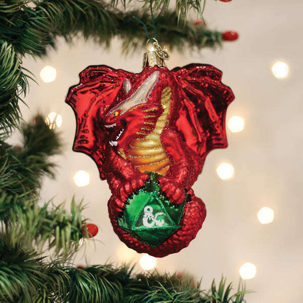 Old World Christmas Dungeons & Dragons Red Dragon Blown Glass Ornament