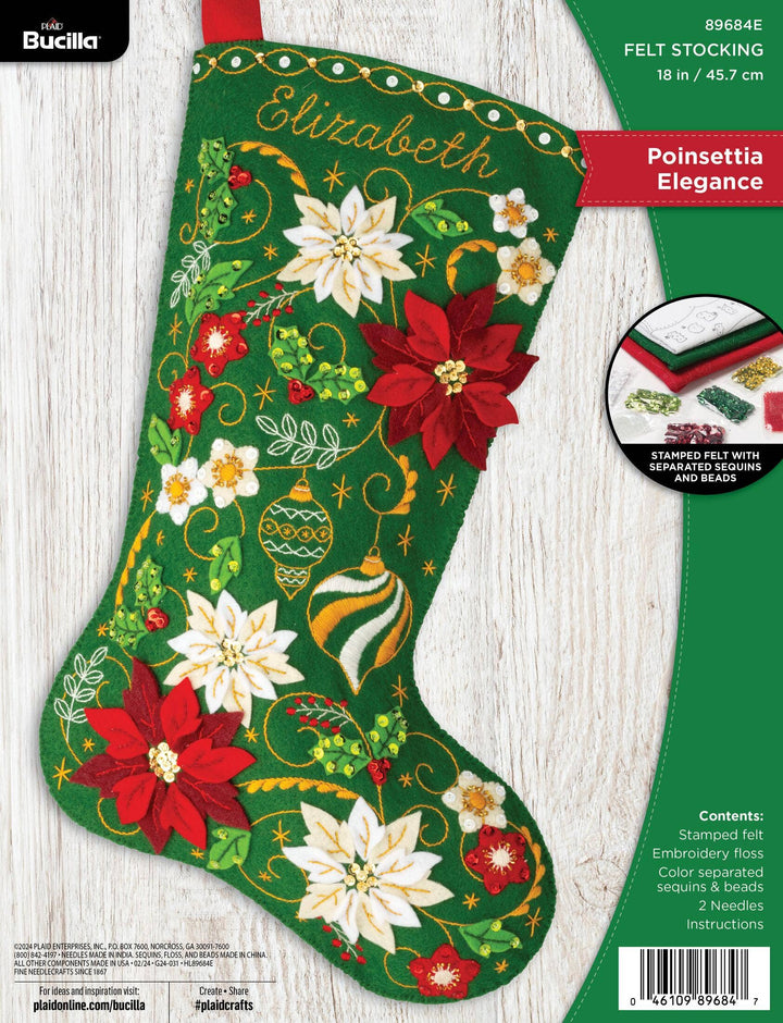 Bucilla Poinsettia Elegance Felt Stocking