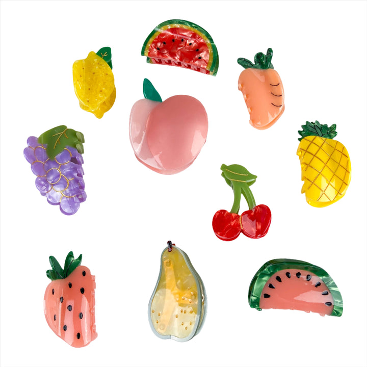 Hand Painted Assorted Fruit and Vegetable Hair Clips