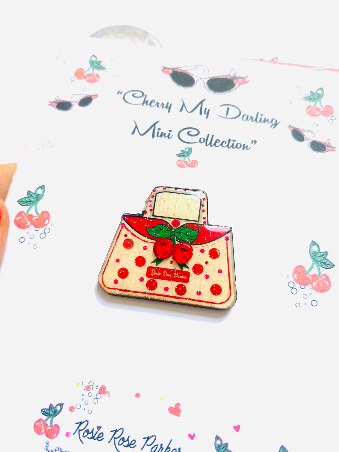 Cherry Handbag Pin Retro 50s Inspired Brooch