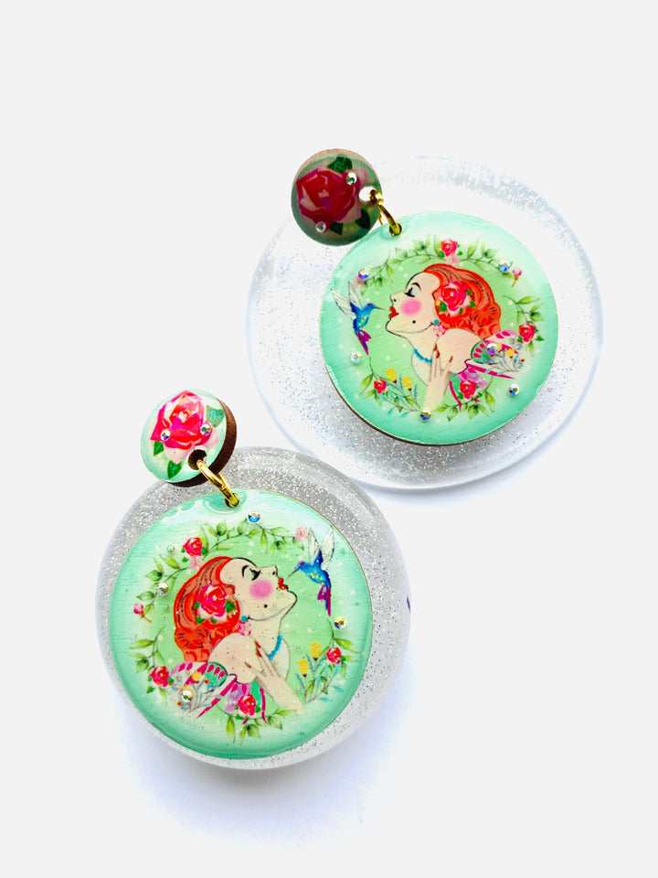 Lady and the Hummingbird Earrings by Rosie Rose Parker