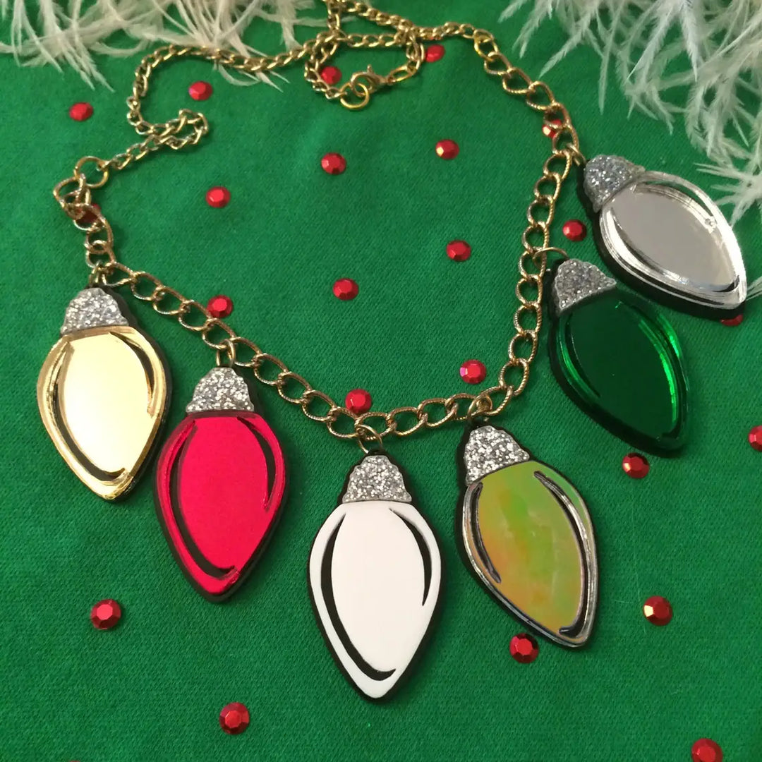 Christmas Lights Holiday Acrylic Charm Necklace