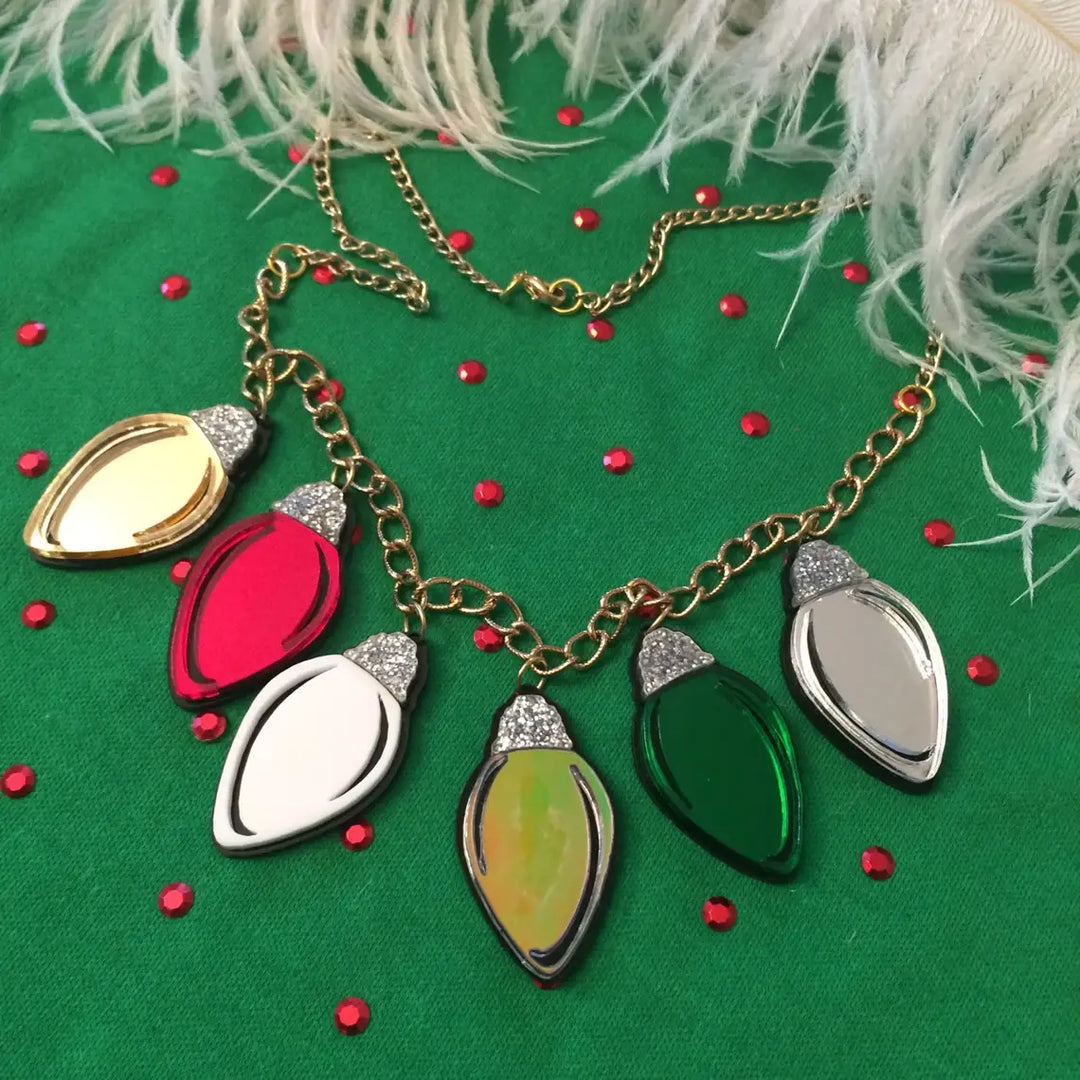 Christmas Lights Holiday Acrylic Charm Necklace