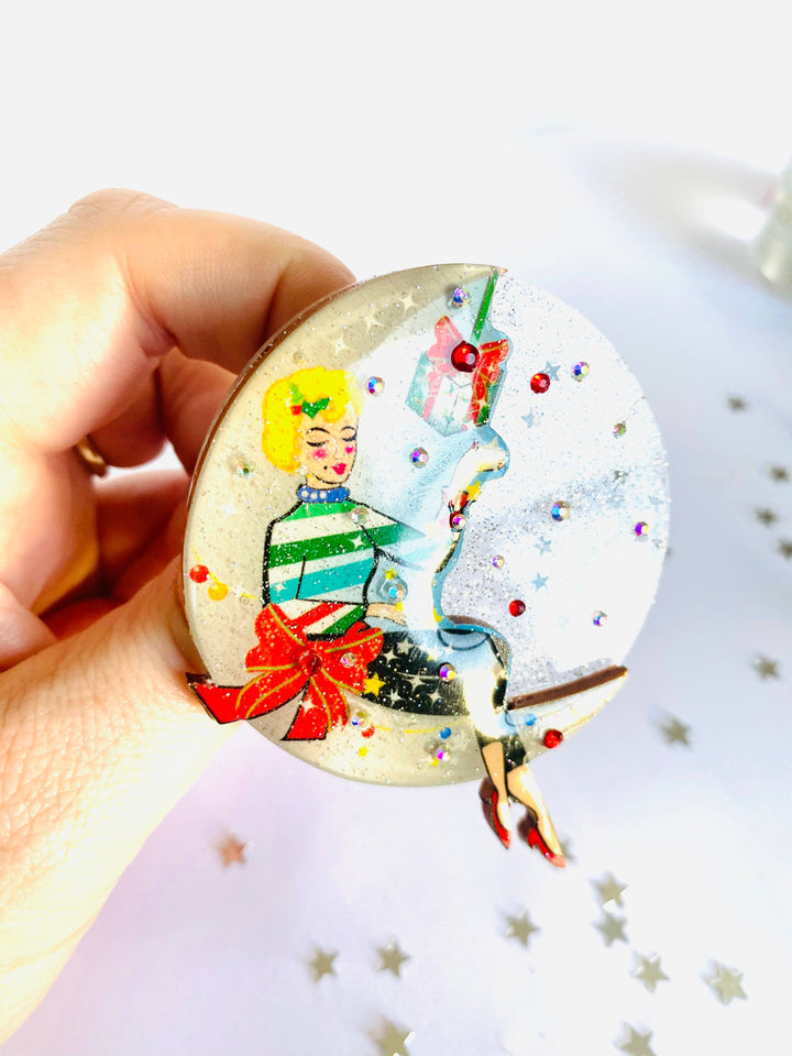 Moon Girl Christmas Brooch by Rosie Rose Parker