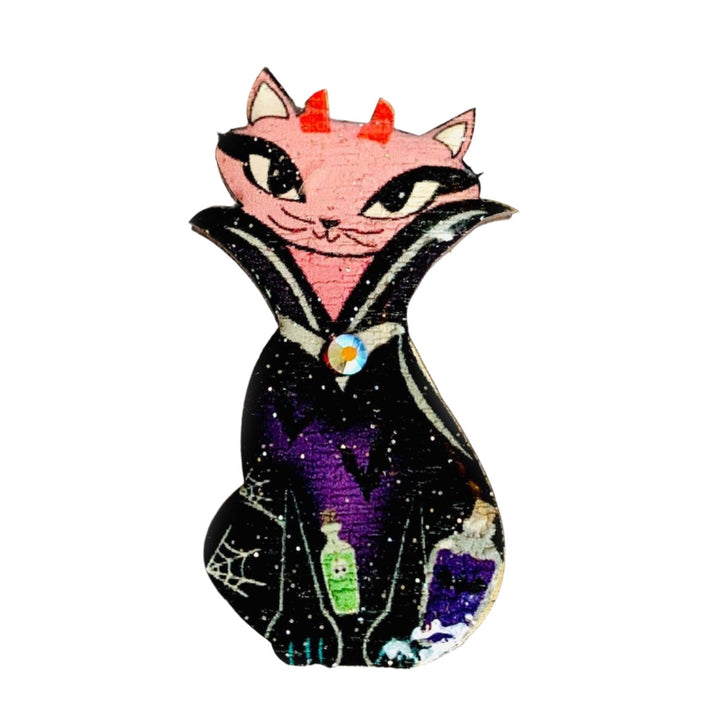 Retro Vampire Cat Pin by Rosie Rose Parker