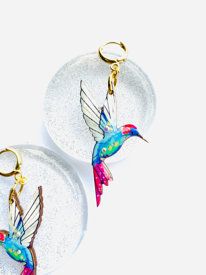 Hummingbird Huggie Hoop Earrings by Rosie Rose Parker